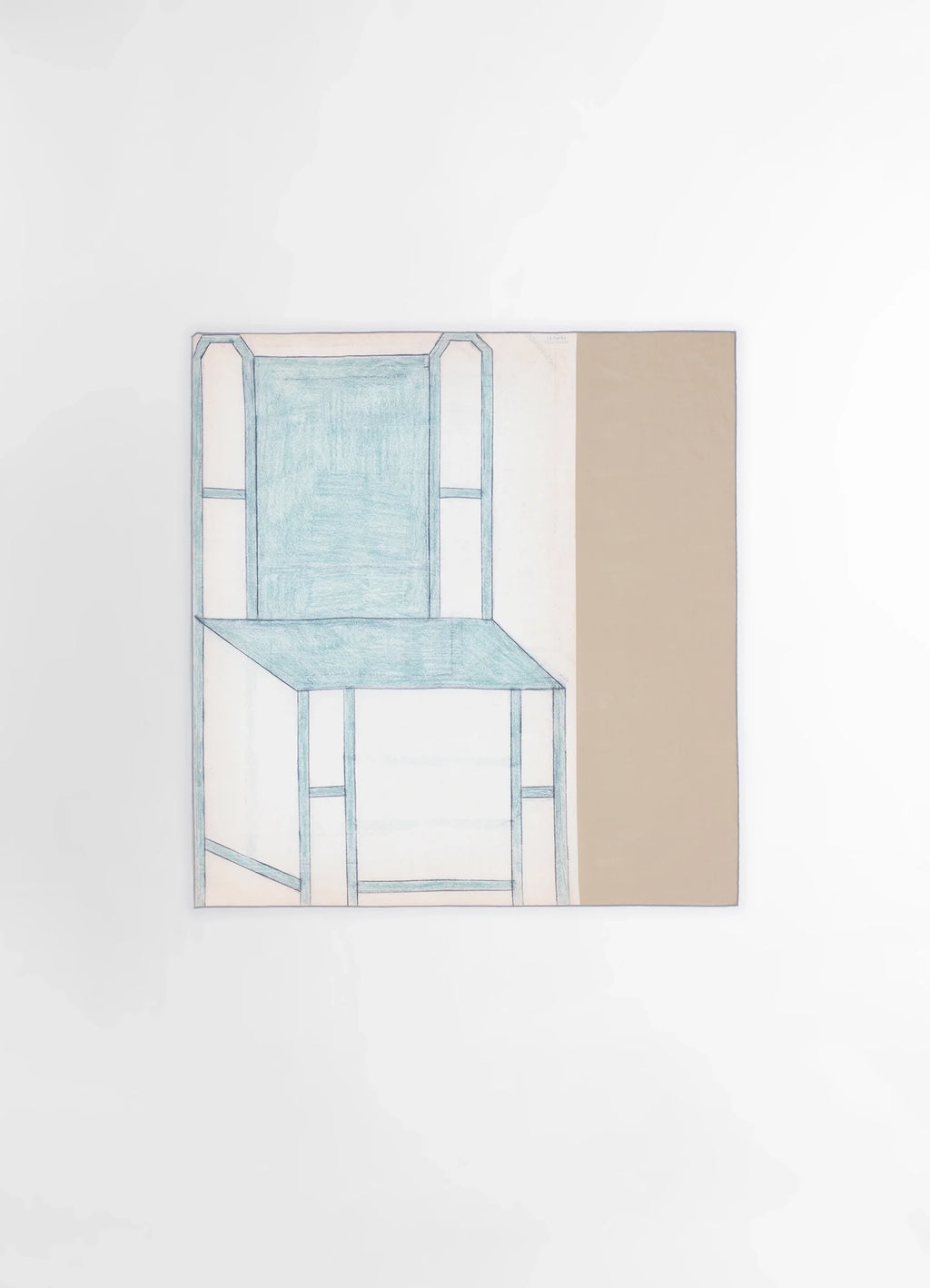 Philippe weisbecker silk square 90 in green dry silk, product shot, top view graphic print design