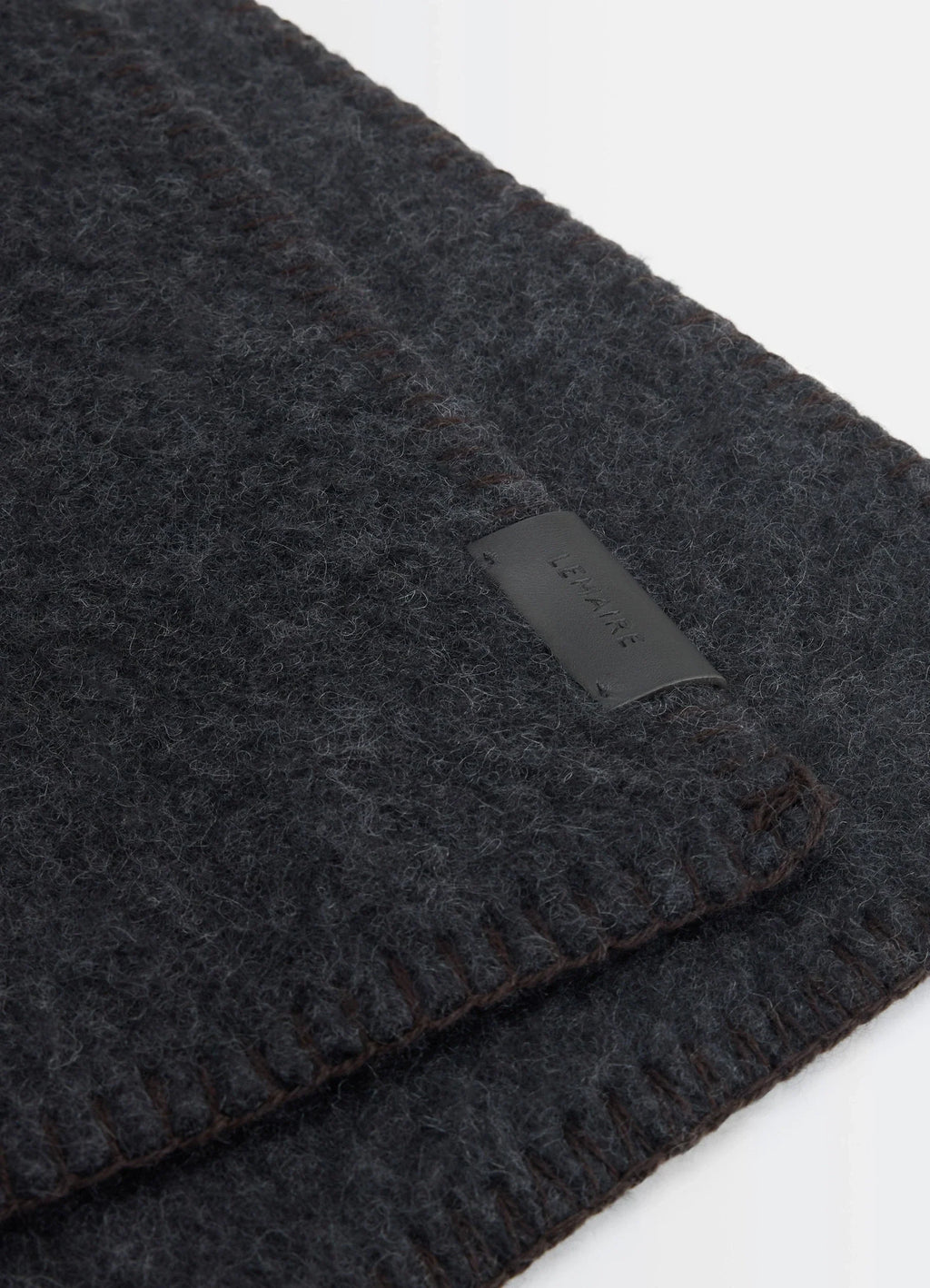 Lemaire maxi fluffy cocotte in fluffy alpaca, product shot, detail shot edge view textured soft fabric