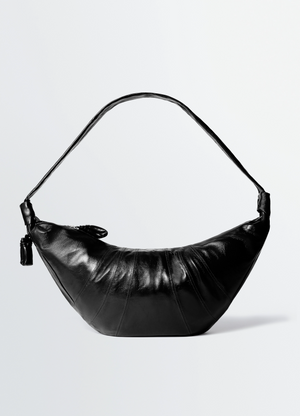Large croissant bag in coated cotton
