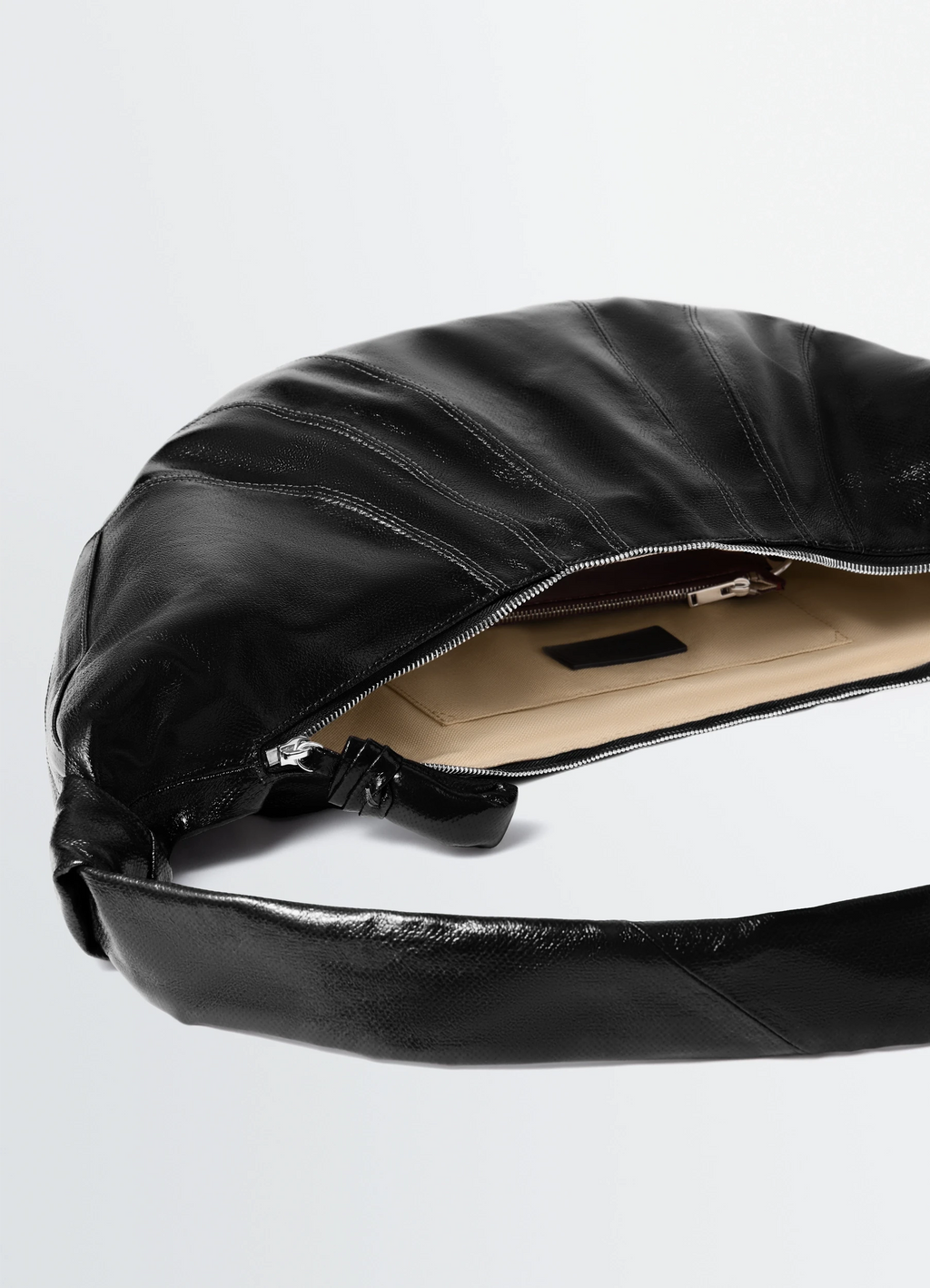 Large croissant bag in coated cotton