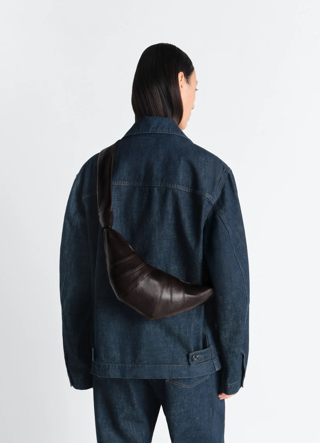 Small croissant bag in coated cotton