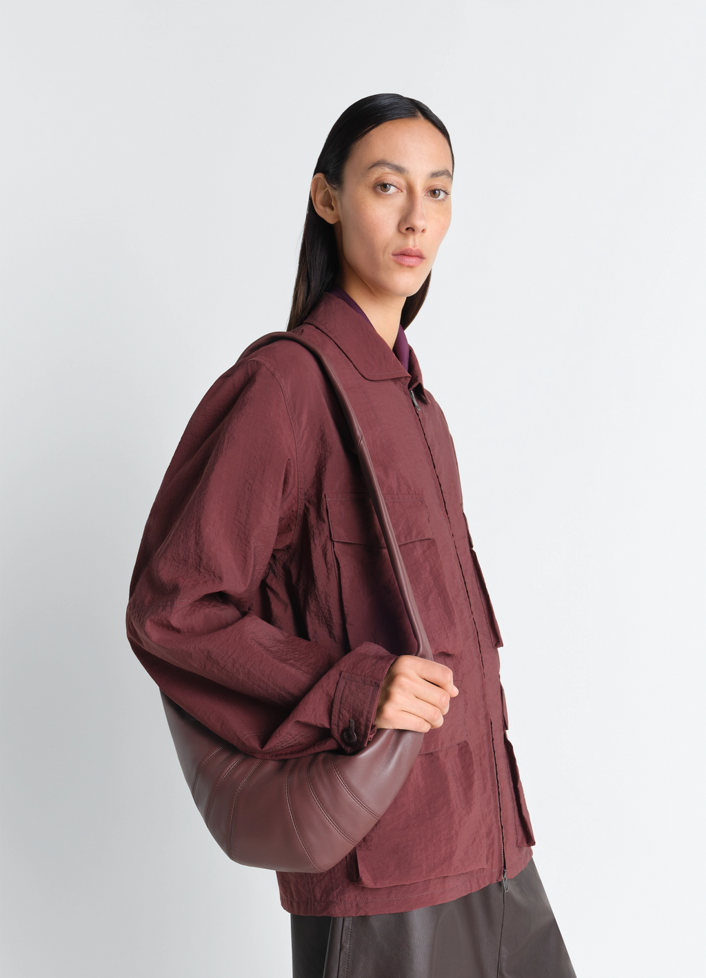 Small croissant bag in leather