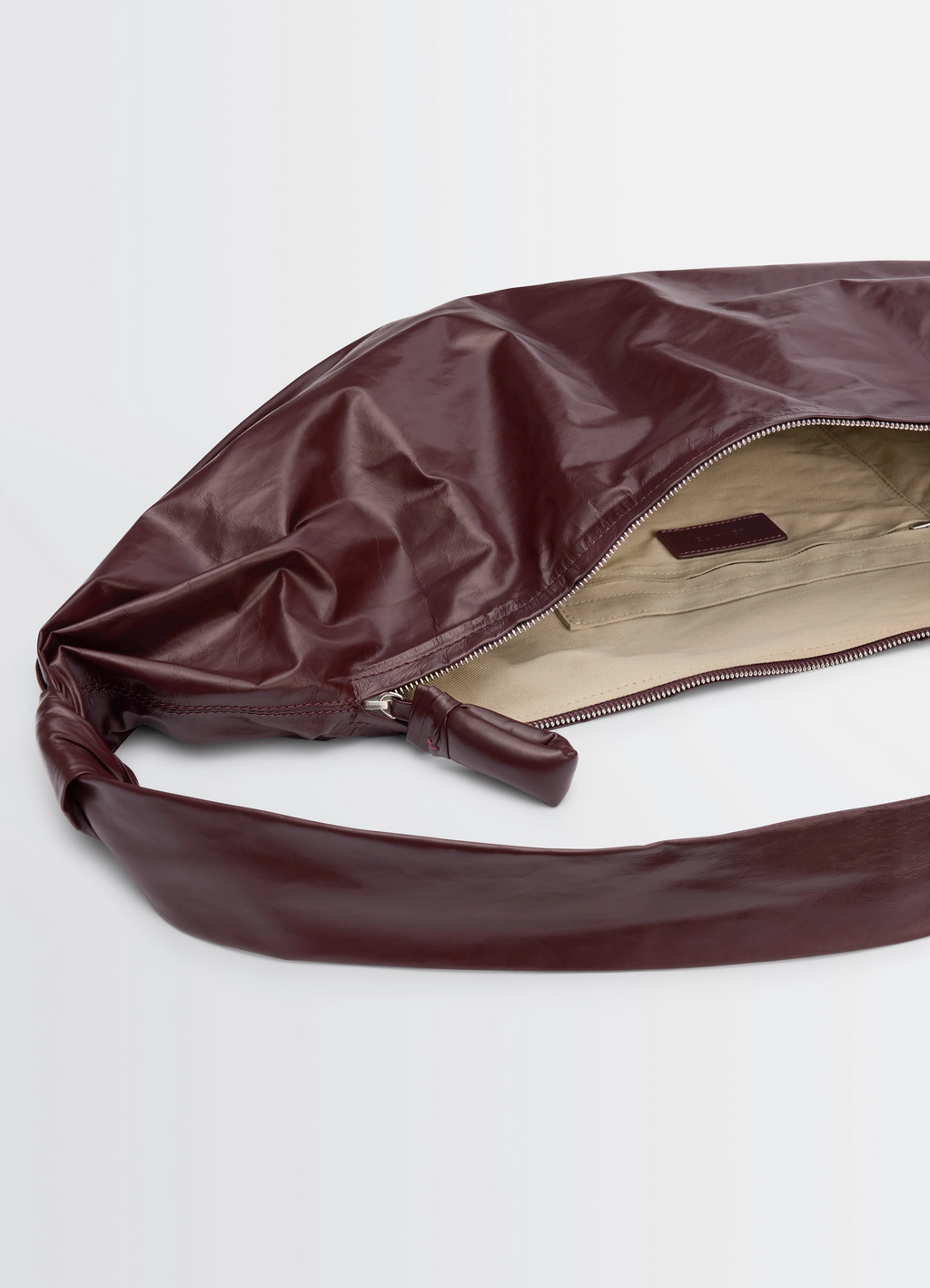 Large soft croissant bag in paper leather