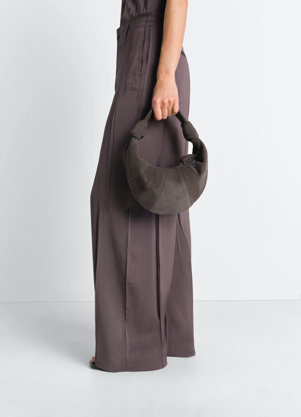 MINI FORTUNE CROISSANT BAG IN ALPACA NUBUCK LEATHER