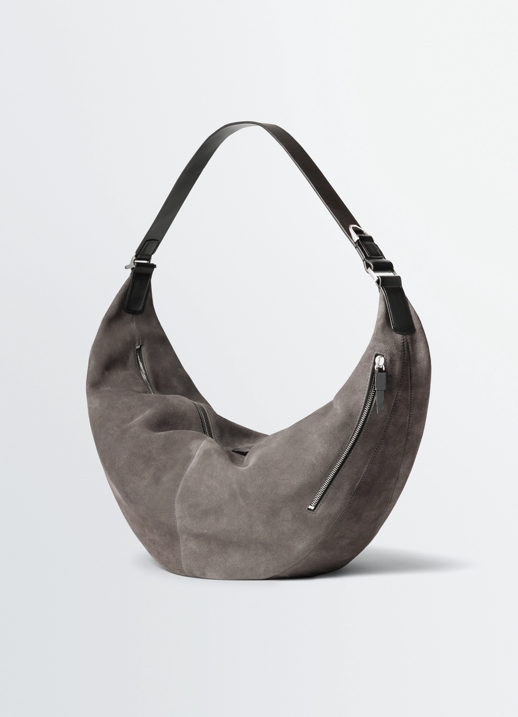 Large quiver clip bag in suede leather