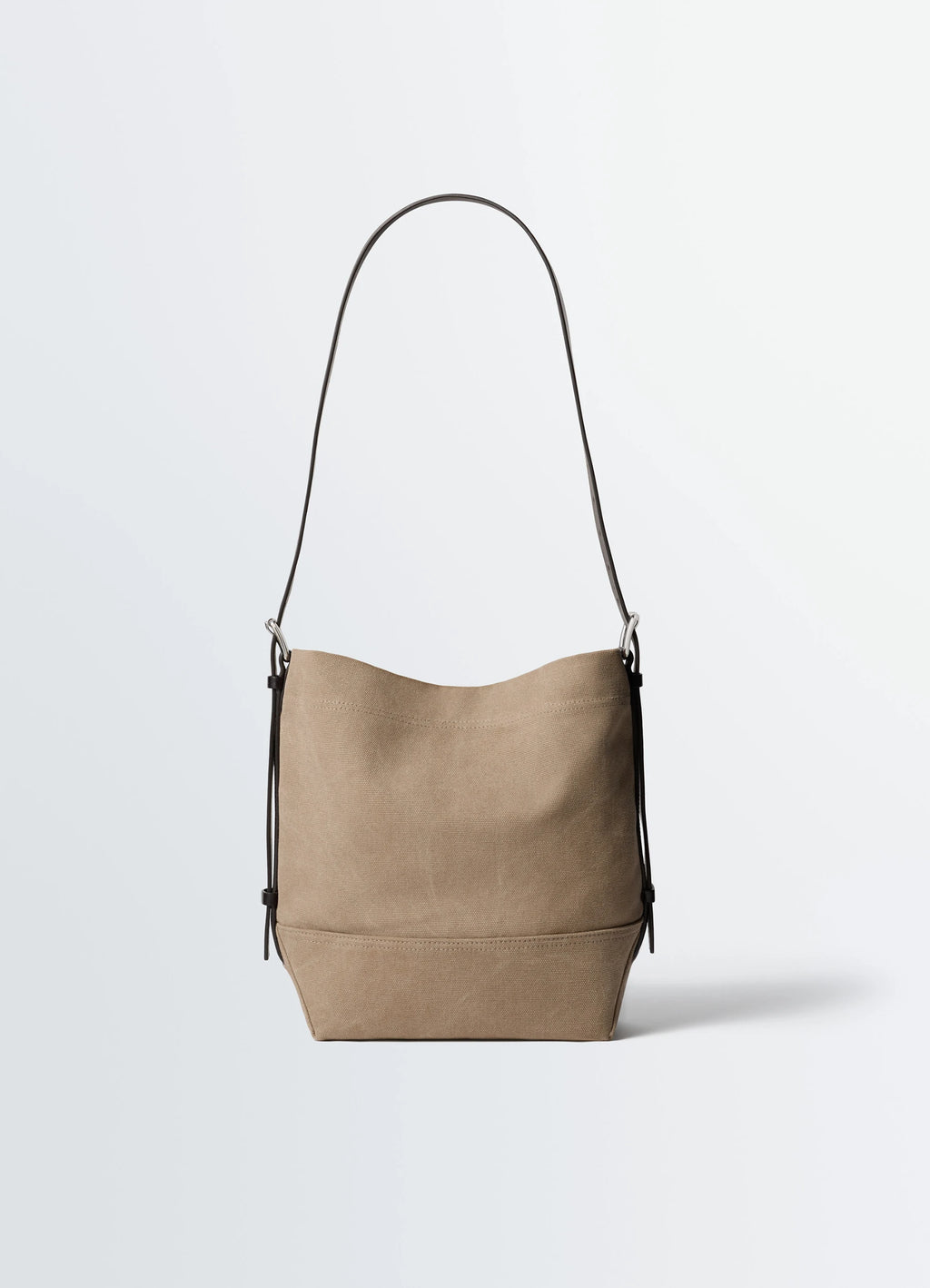 Small belted tote bag in cotton canvas