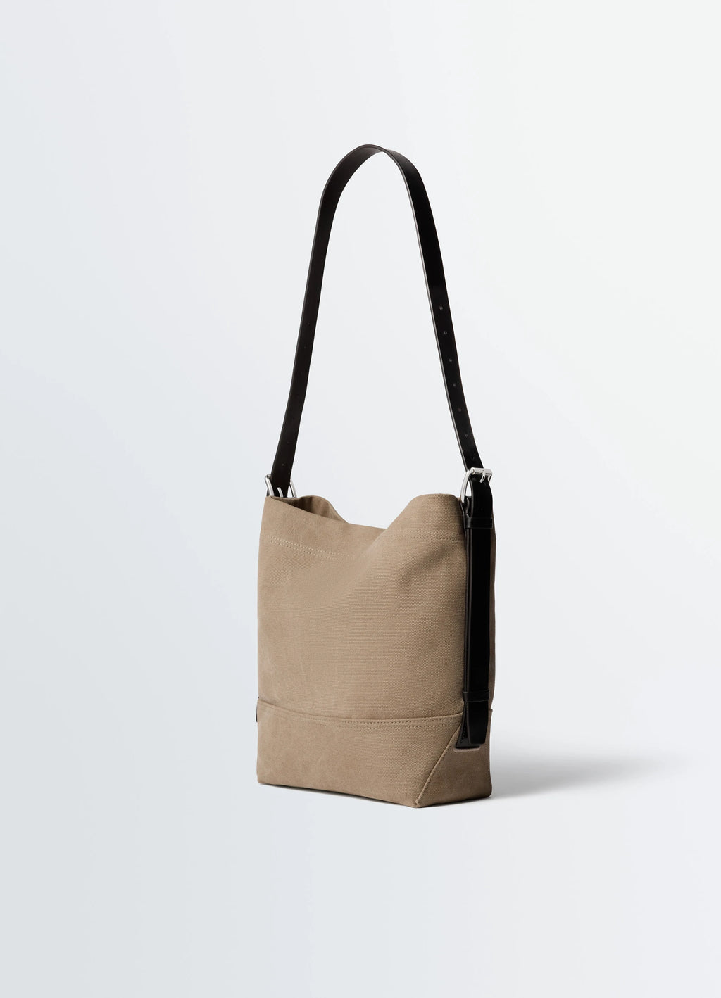 Small belted tote bag in cotton canvas
