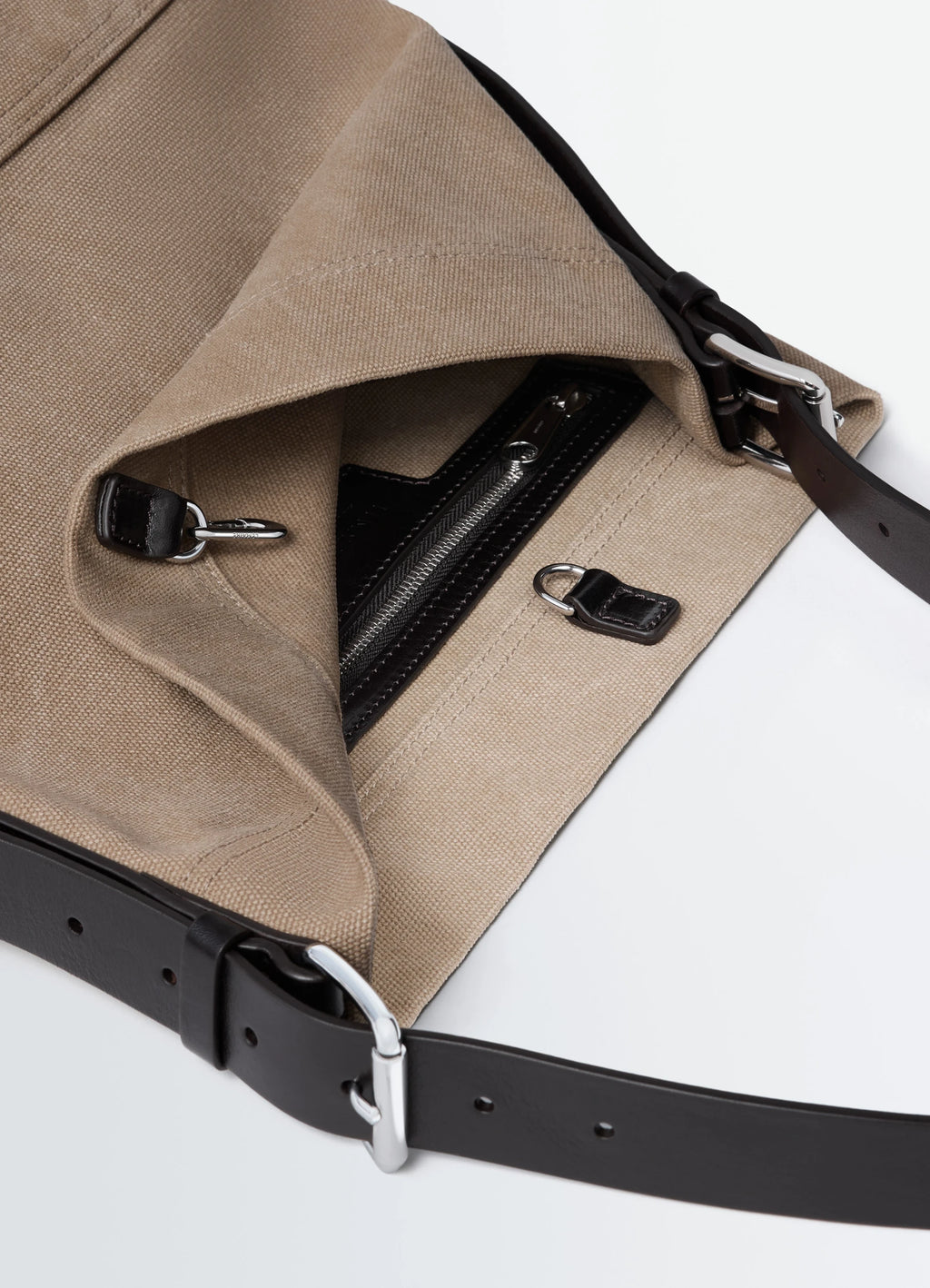 Small belted tote bag in cotton canvas