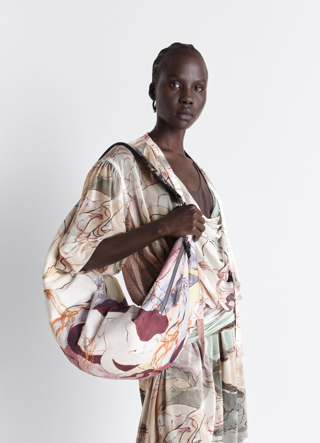 Xl köchertasche mit clip aus bedrucktem baumwoll-canvas