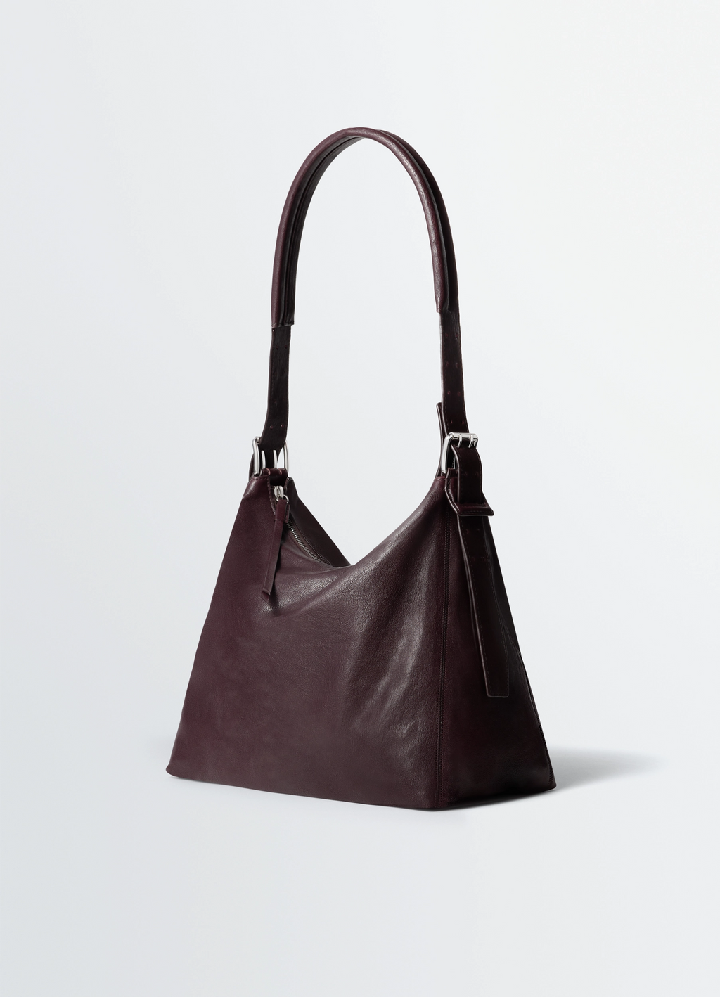 Small belted hobo bag in leather