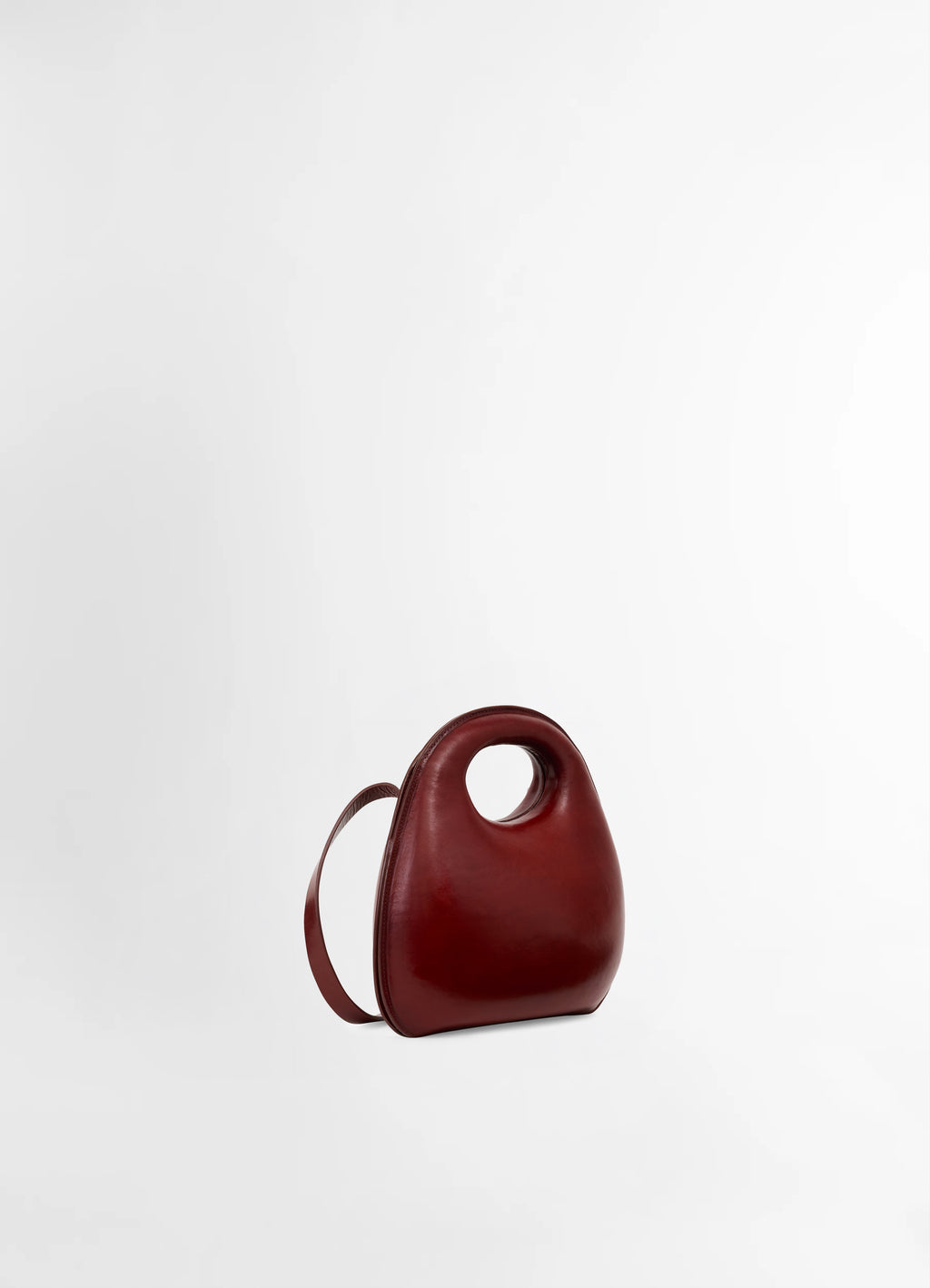Lemaire egg bag in smooth vegetable-tanned cowhide, product shot, back view integrated handle