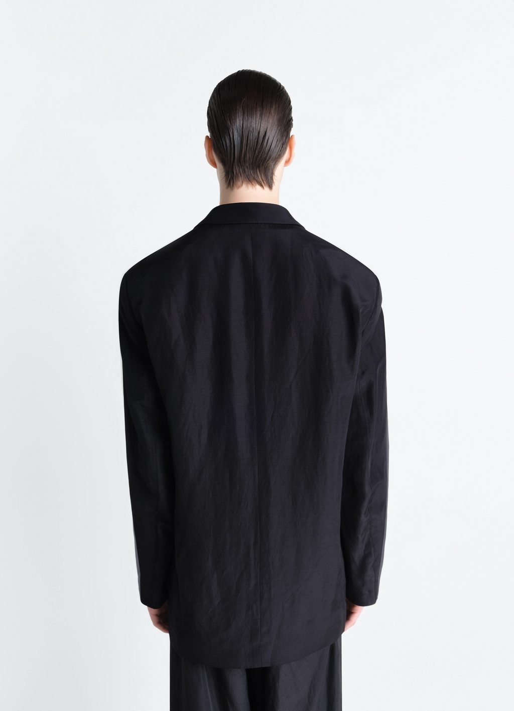 Soft tailoring double breasted coat in linen viscose