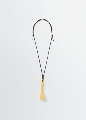 Collier sautoir gua sha en aragonite et cuir