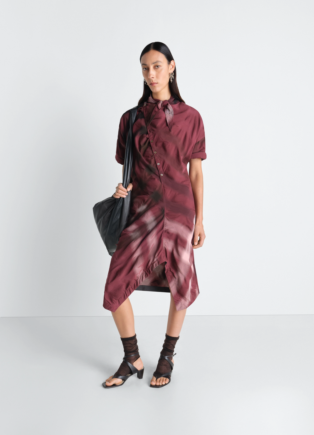 SOFT COLLAR DRESS IN VISCOSE COTTON