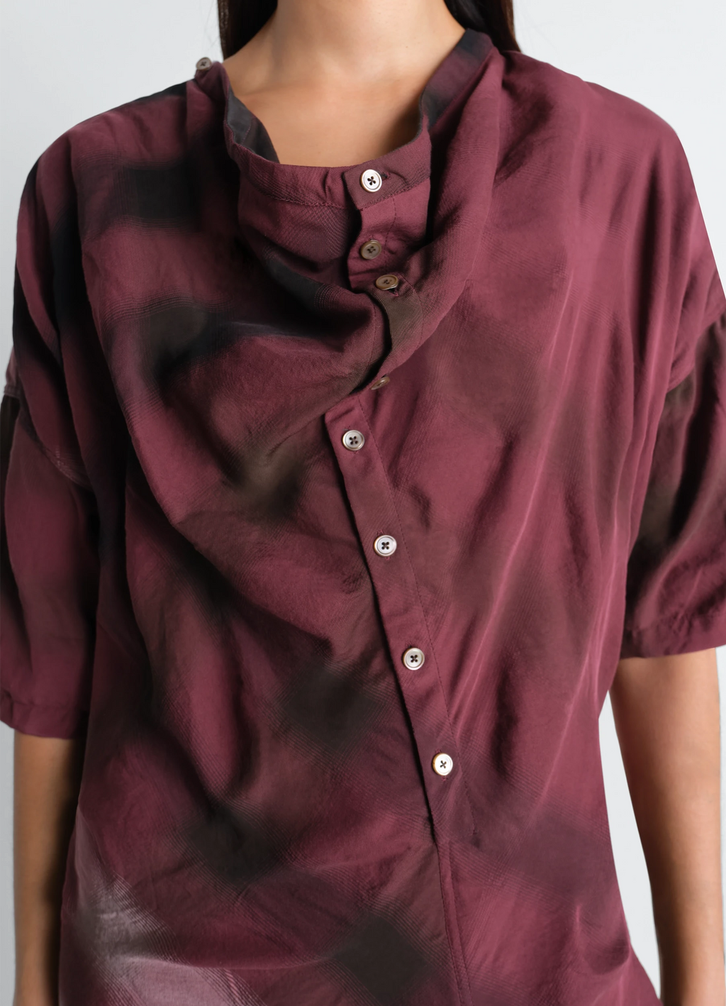 ビスコースコットンチェックのソフトカラードレス