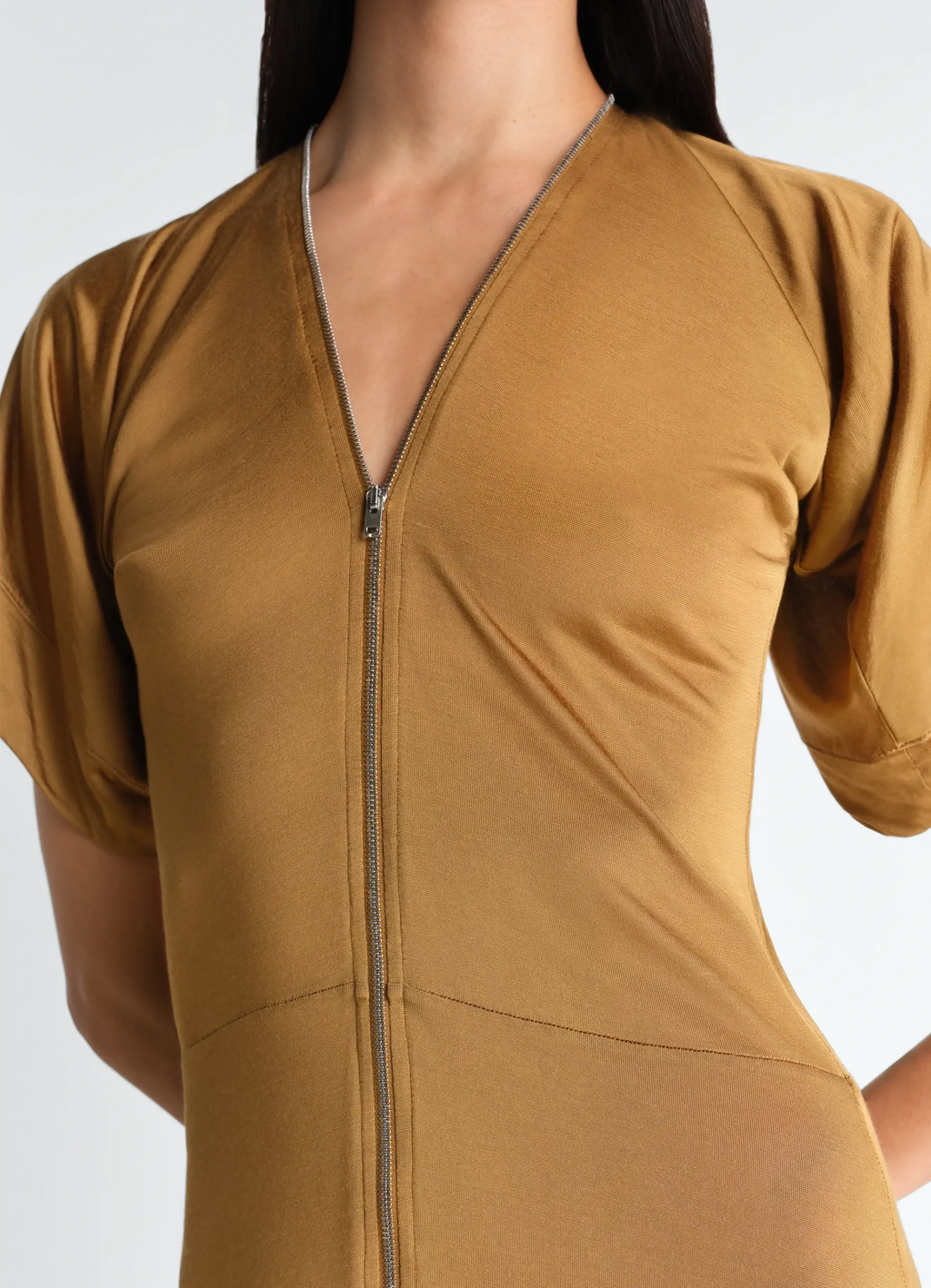 비스코스 코튼 저지 소재의 지퍼 드레스