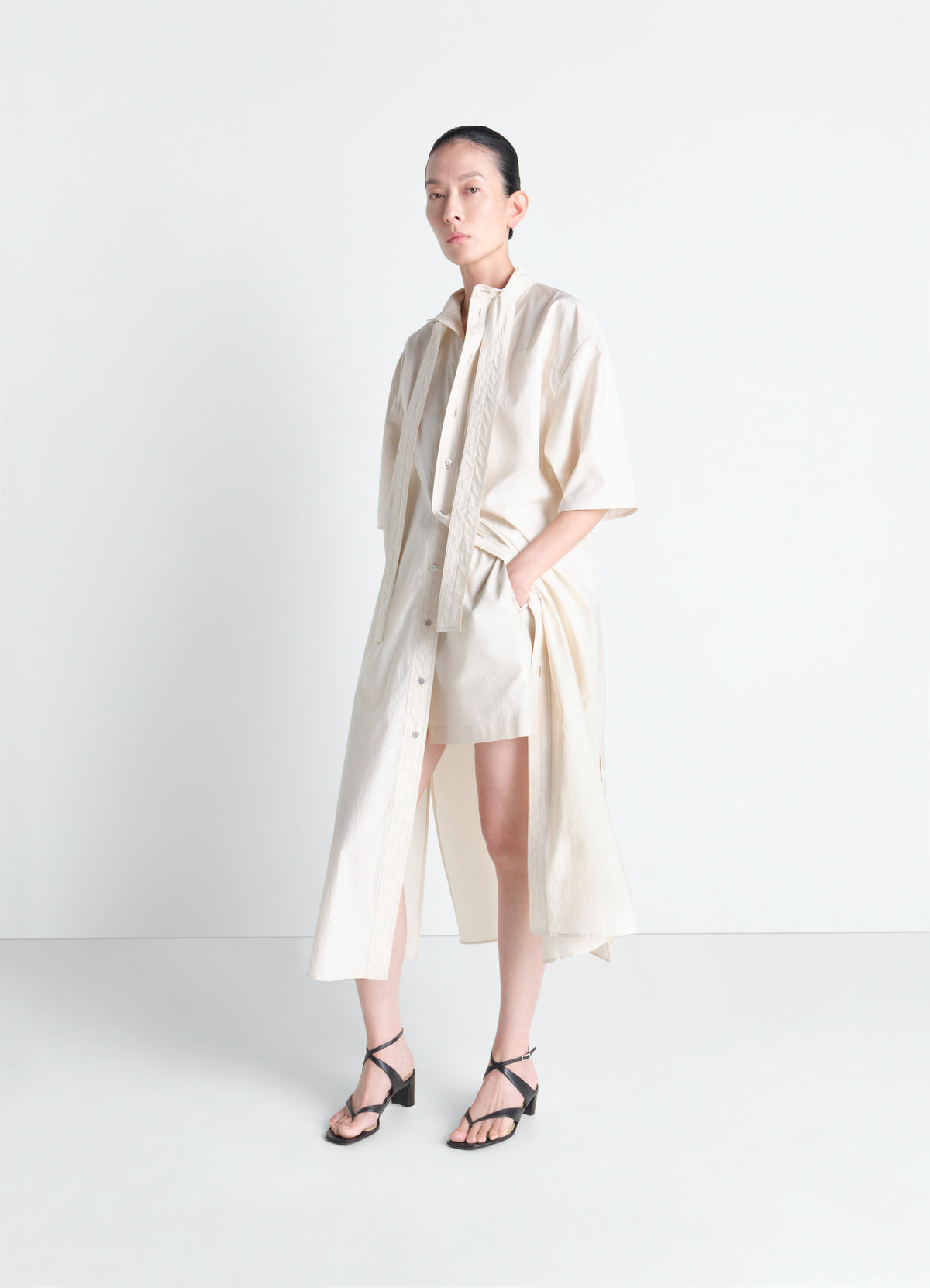 REVERSIBLE TUBE DRESS IN WASHED COTTON SILK