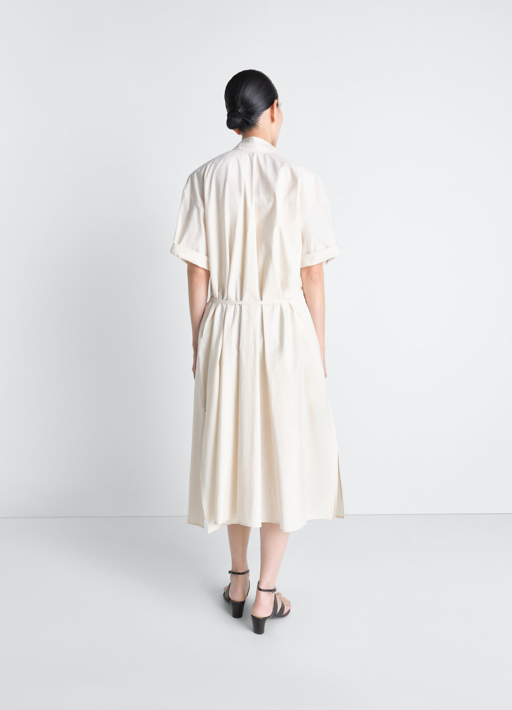 Reversible tube dress in washed cotton silk