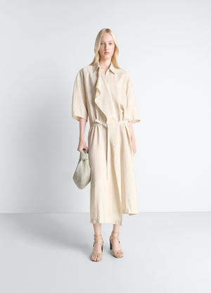 ASYMMETRICAL SHIRT DRESS IN DRY SILK
