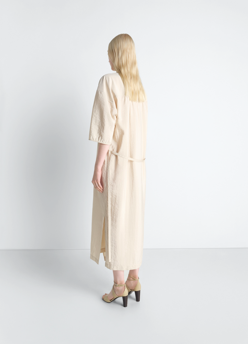 ASYMMETRICAL SHIRT DRESS IN DRY SILK