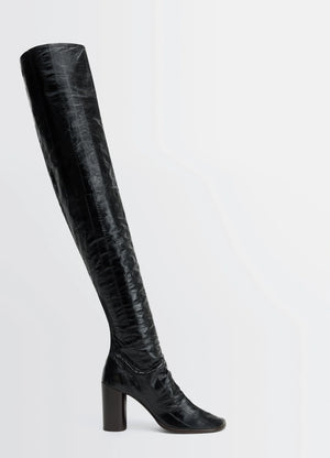 Glove high boots 80 in eel leather, product shot, side view thigh high