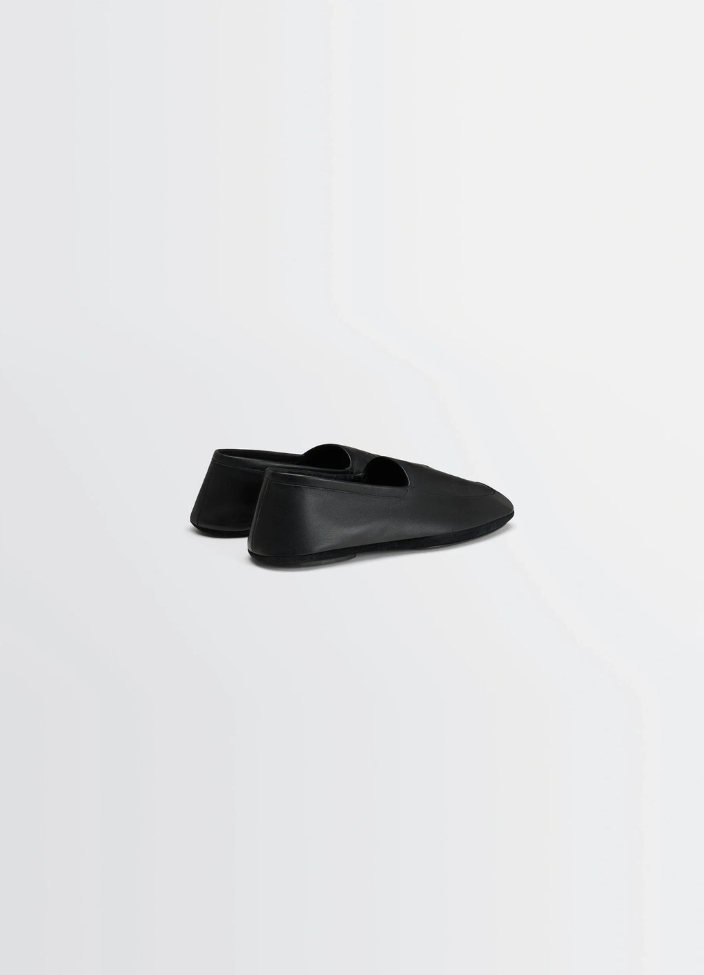 Lwg gold indoor slippers in nappa lamb leather black, product shot, rear quarter view smooth leather texture