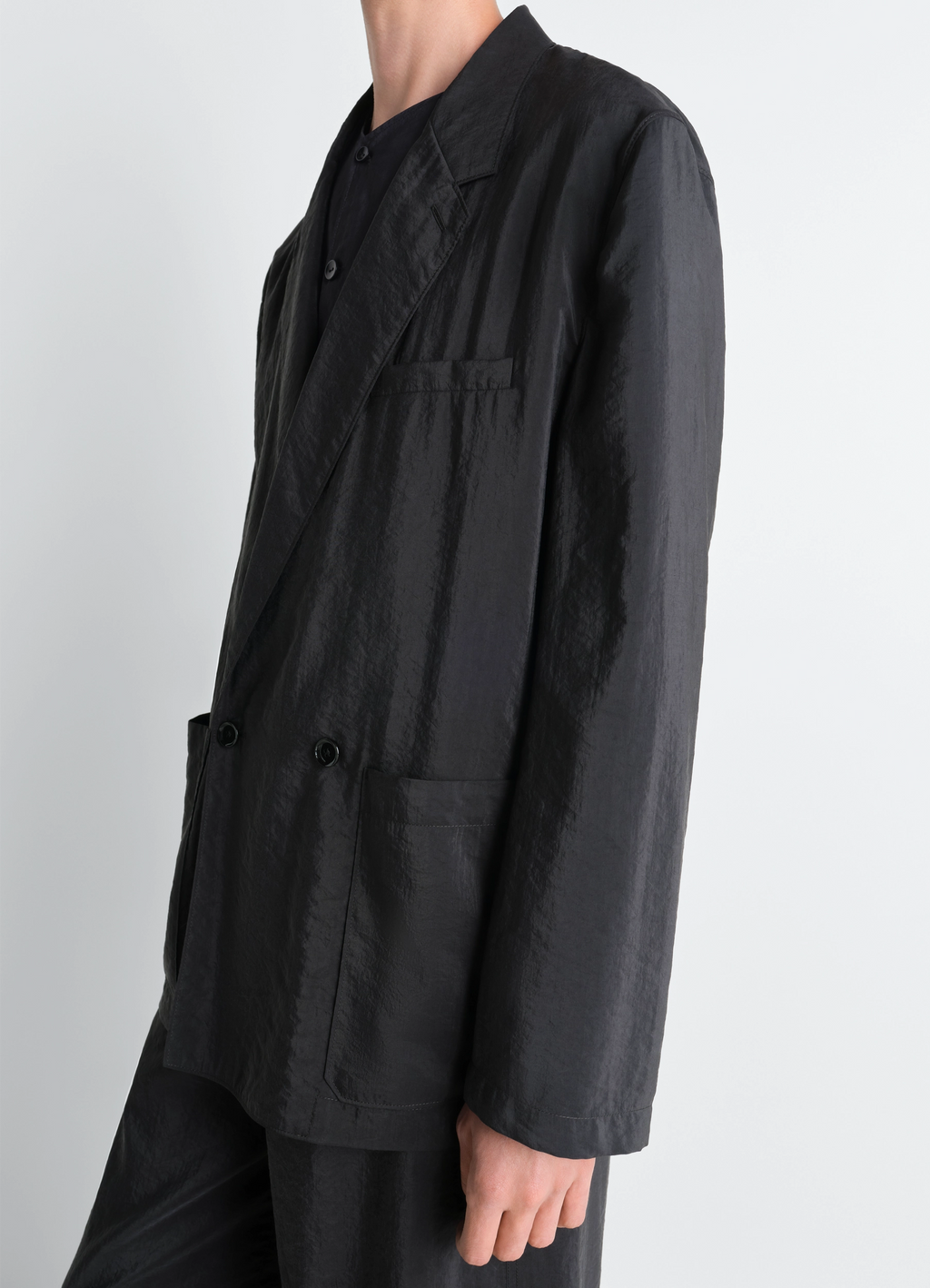 Soft double breasted jacket in dry silk