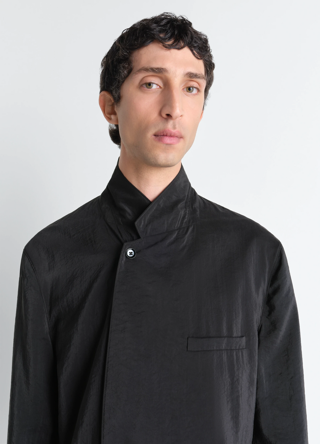 Soft double breasted jacket in dry silk