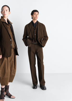 Single breasted tailored jacket in dyed heavy broken twill