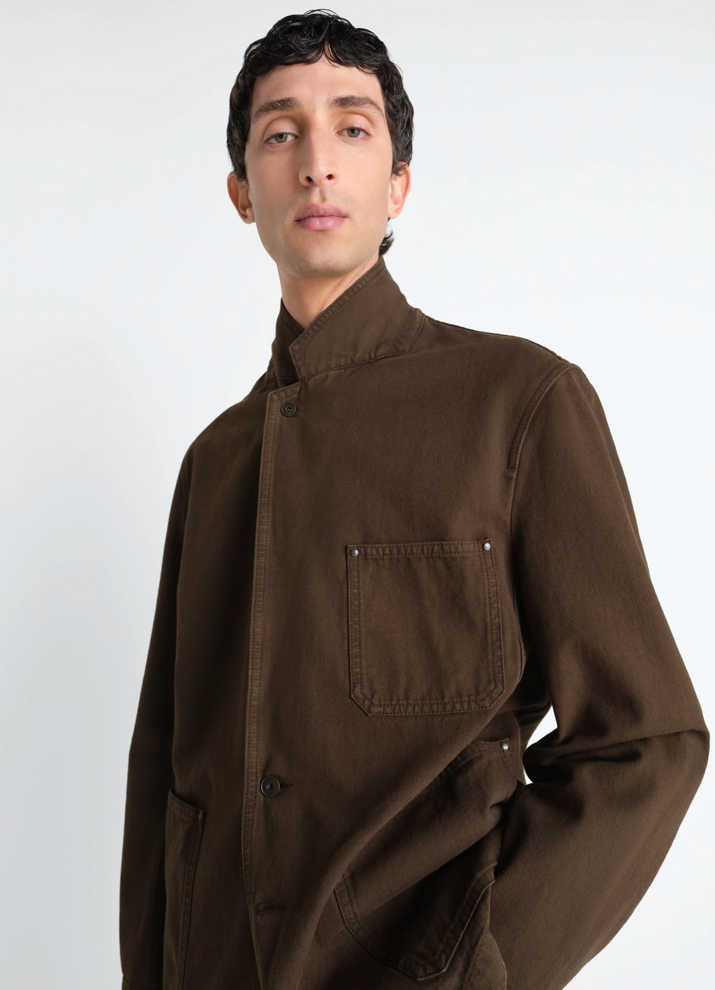 Single breasted tailored jacket in dyed heavy broken twill