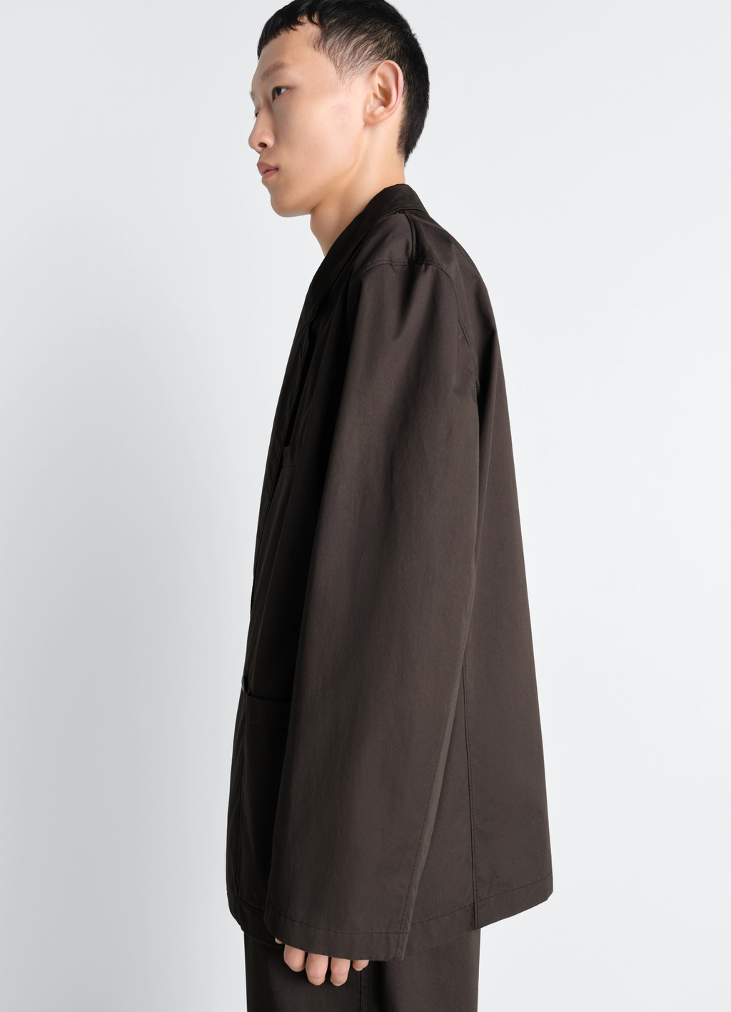 Zweireihige arbeitsjacke aus baumwoll-twill