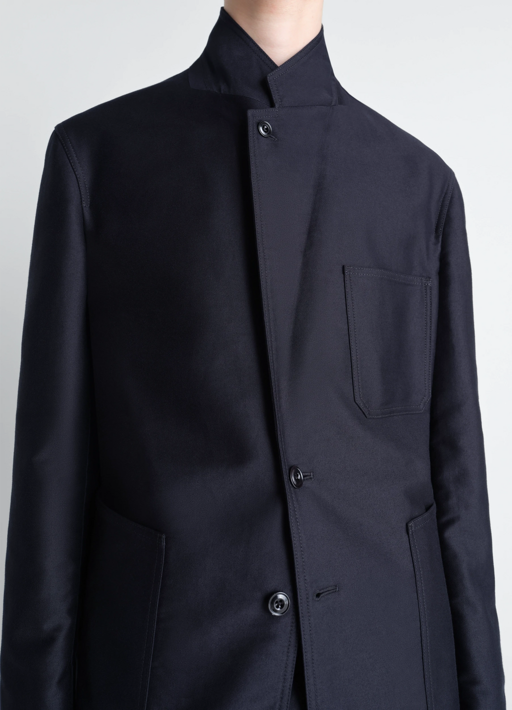 Single breasted workwear jacket in cotton satin