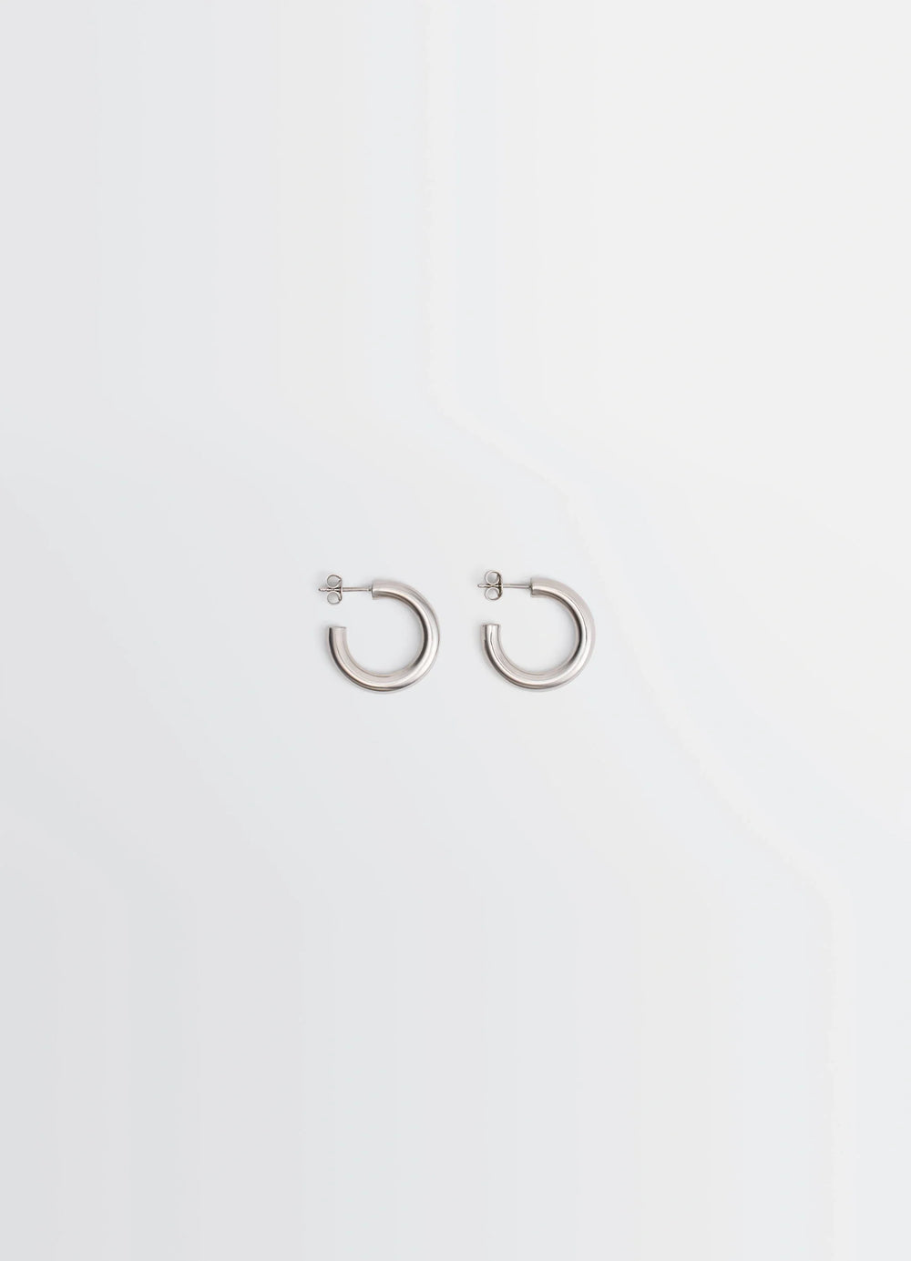 Lemaire Classic Hoops S in Recycled Rhodium-Plated Silver, product shot, Front view Minimalist design