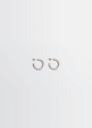 Lemaire classic hoops s in recycled rhodium-plated silver, product shot, front view minimalist design