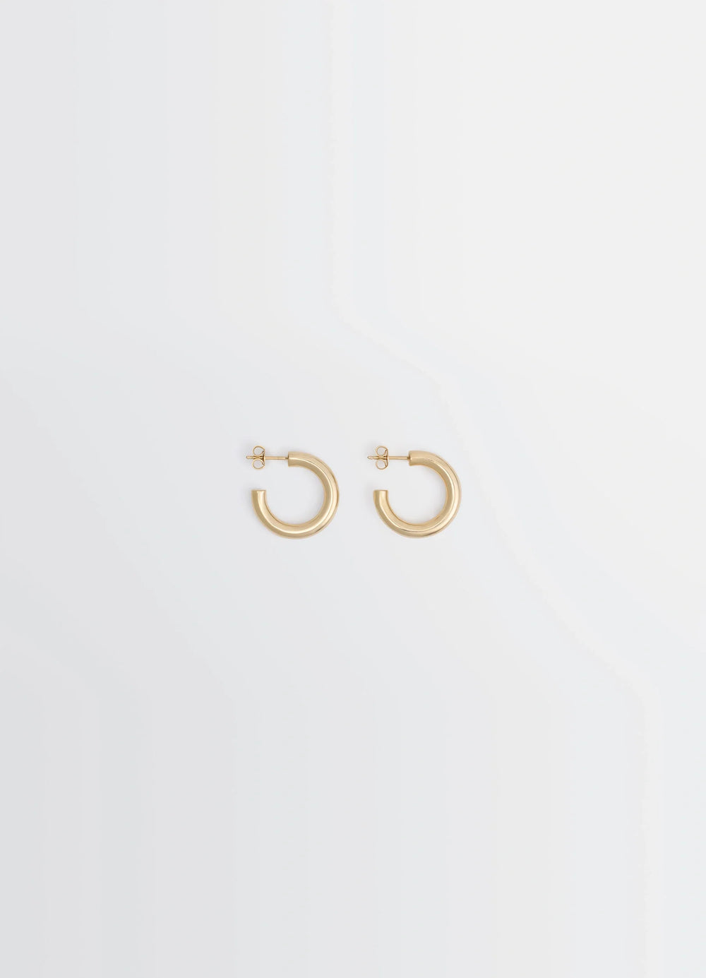 Classic Hoops S in recycled gold-plated silver, product shot, front view small hoop earrings