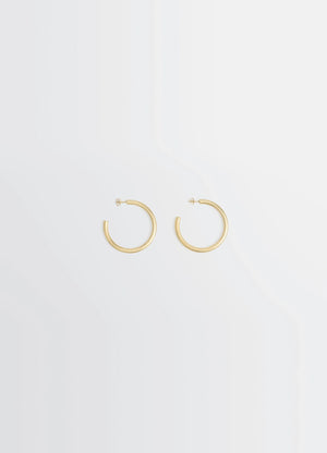 Classic hoops m in recycled gold-plated silver, product shot, front view minimalist design