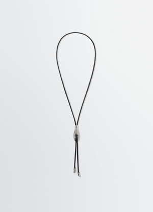 Collier bolo tie serpent en laiton et cuir