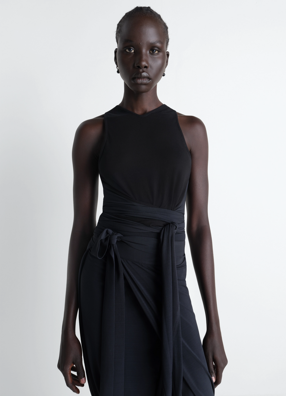 SLEEVELESS WRAP TOP IN VISCOSE CREPE JERSEY