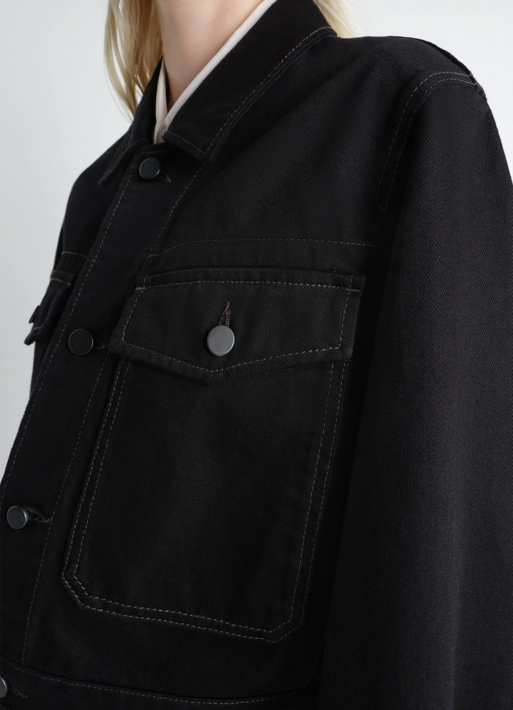 Cropped blouson in denim