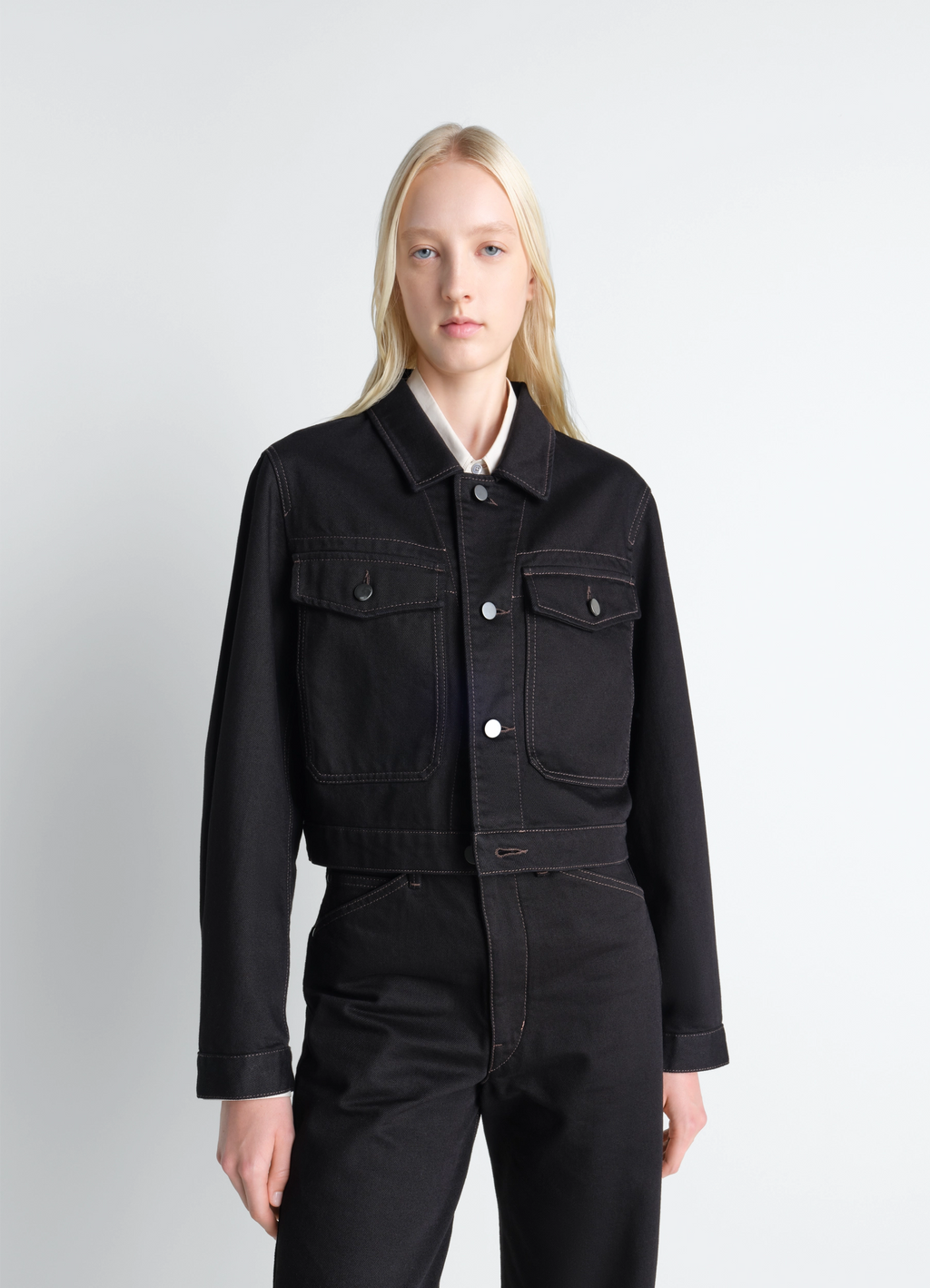 Cropped blouson in denim