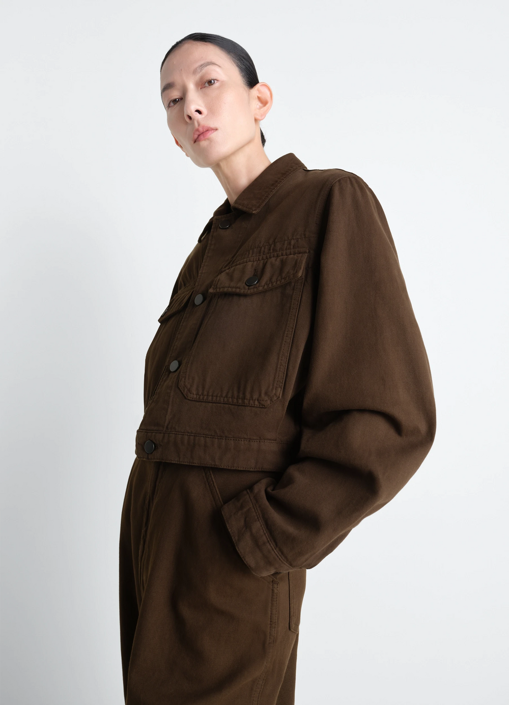 CROPPED BLOUSON IN DYED HEAVY BROKEN TWILL