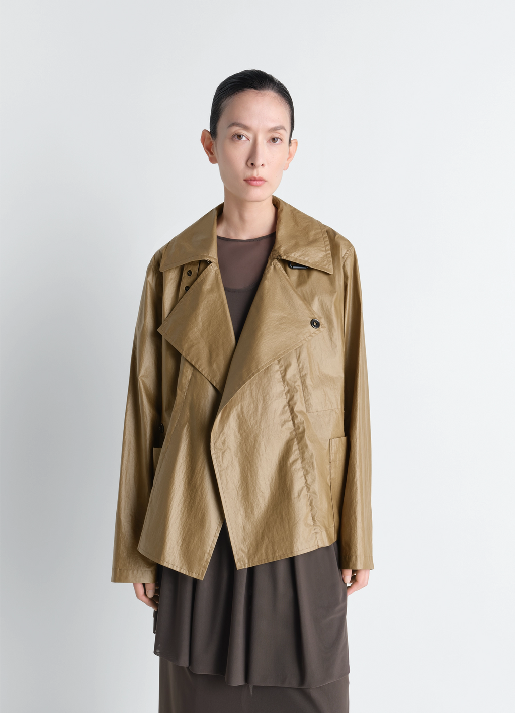 Light wrap jacket in light coated cotton
