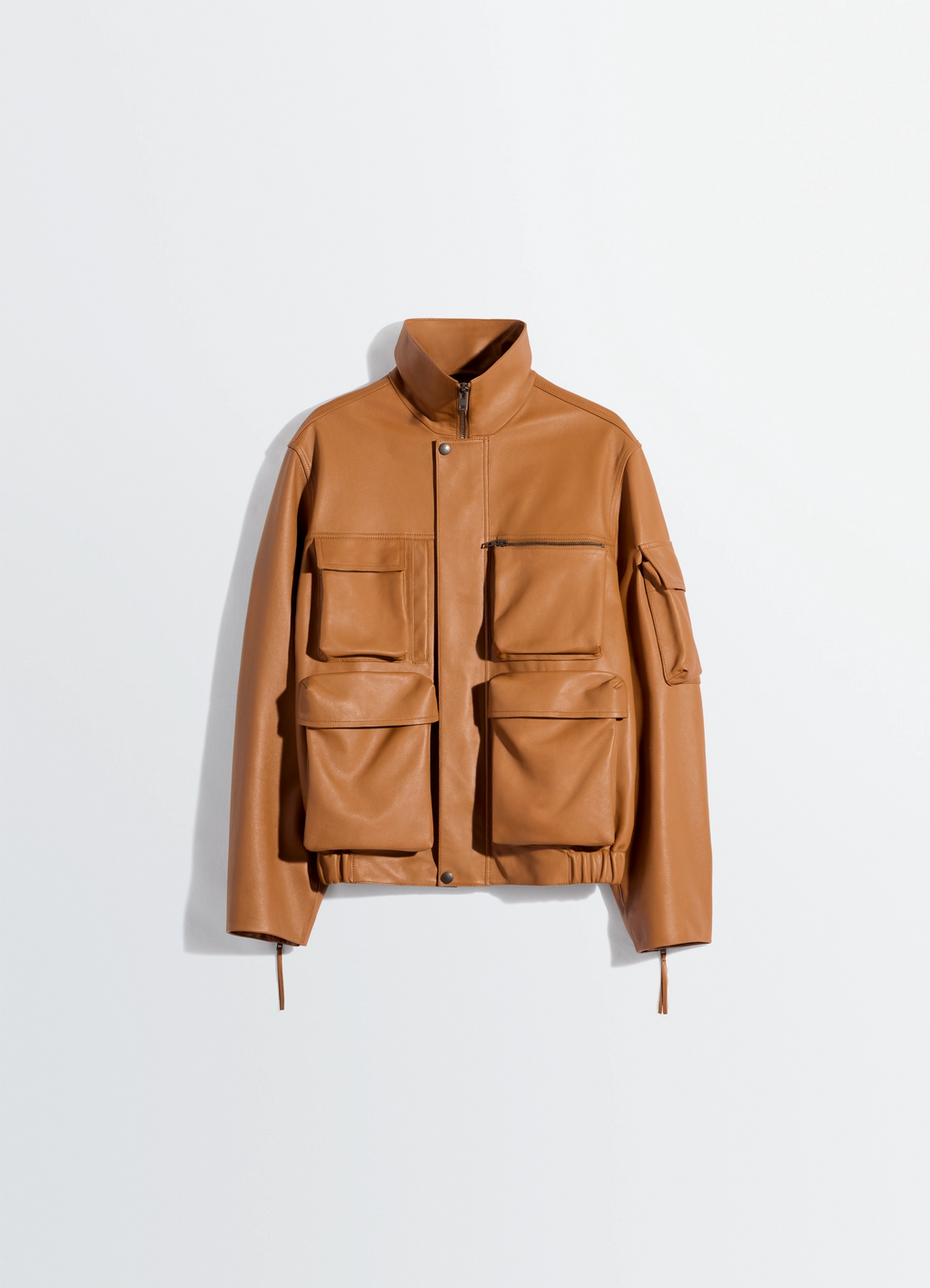 Lederblouson mit taschen aus schwerem rindsleder