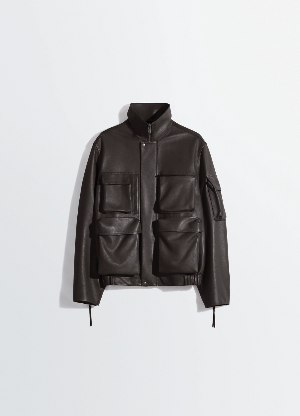 Lederblouson mit taschen aus schwerem rindsleder