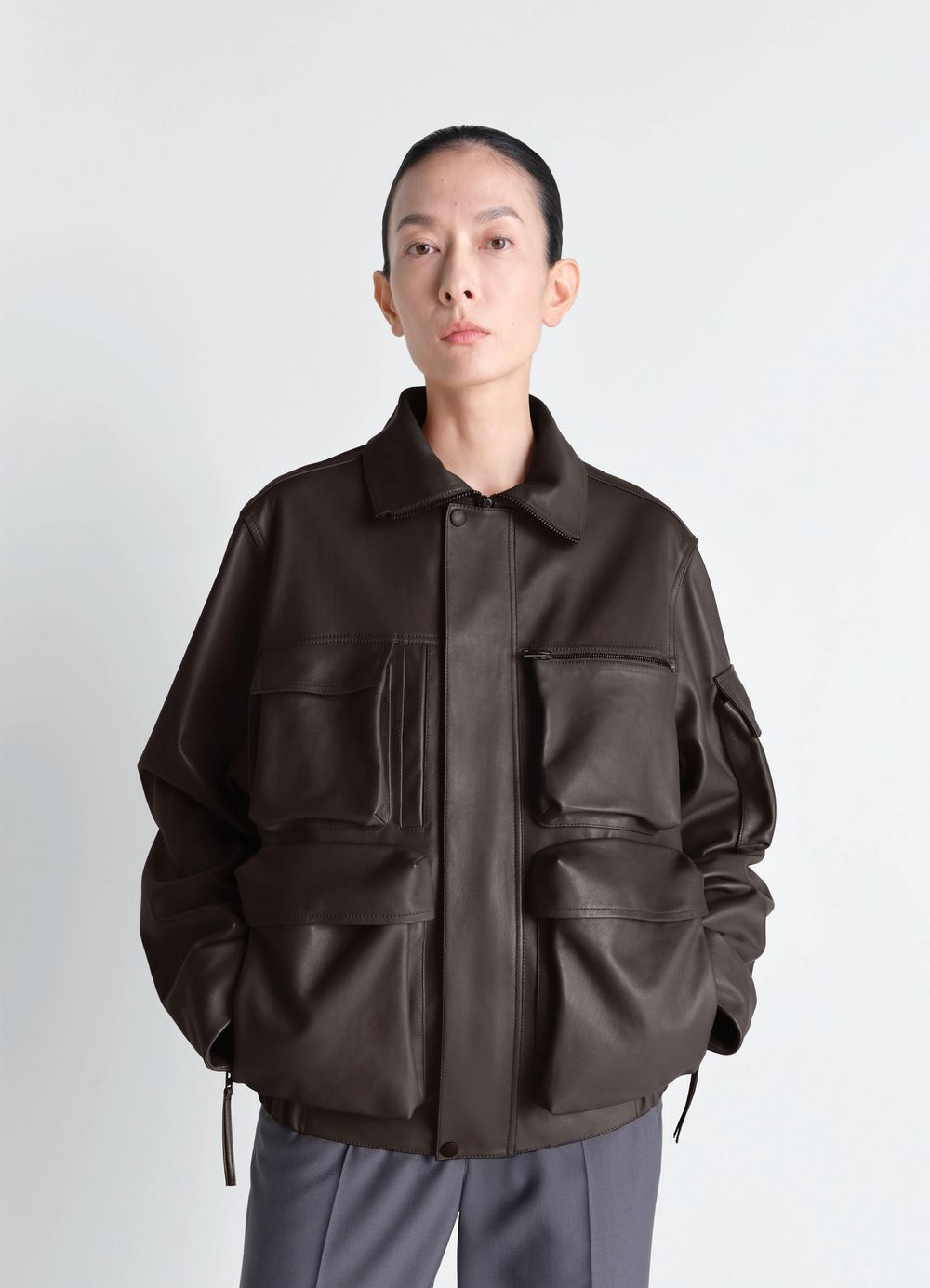 LEATHER BLOUSON WITH POCKETS IN LEATHER