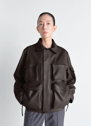 Lederblouson mit taschen aus schwerem rindsleder