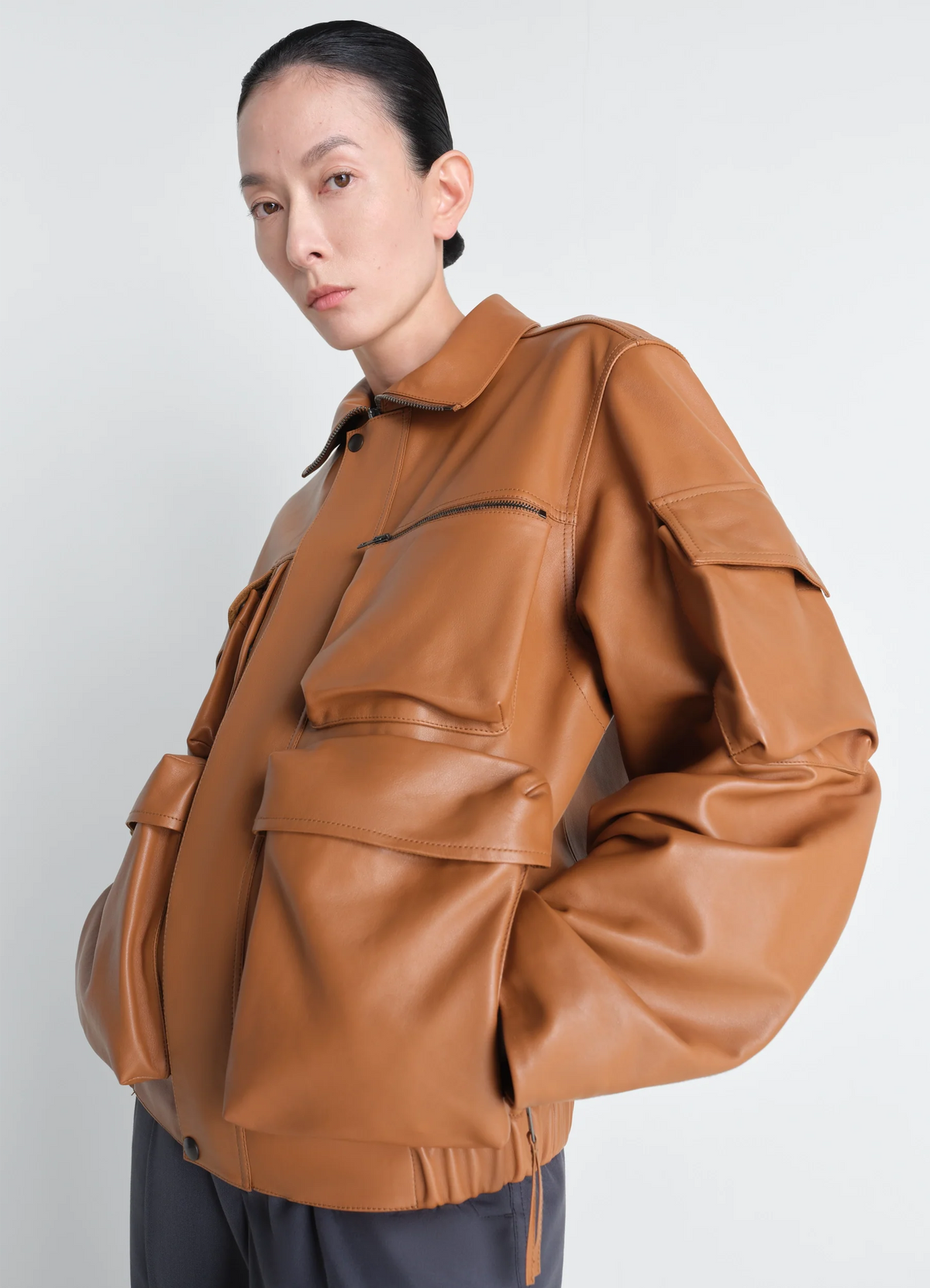LEATHER BLOUSON WITH POCKETS IN LEATHER