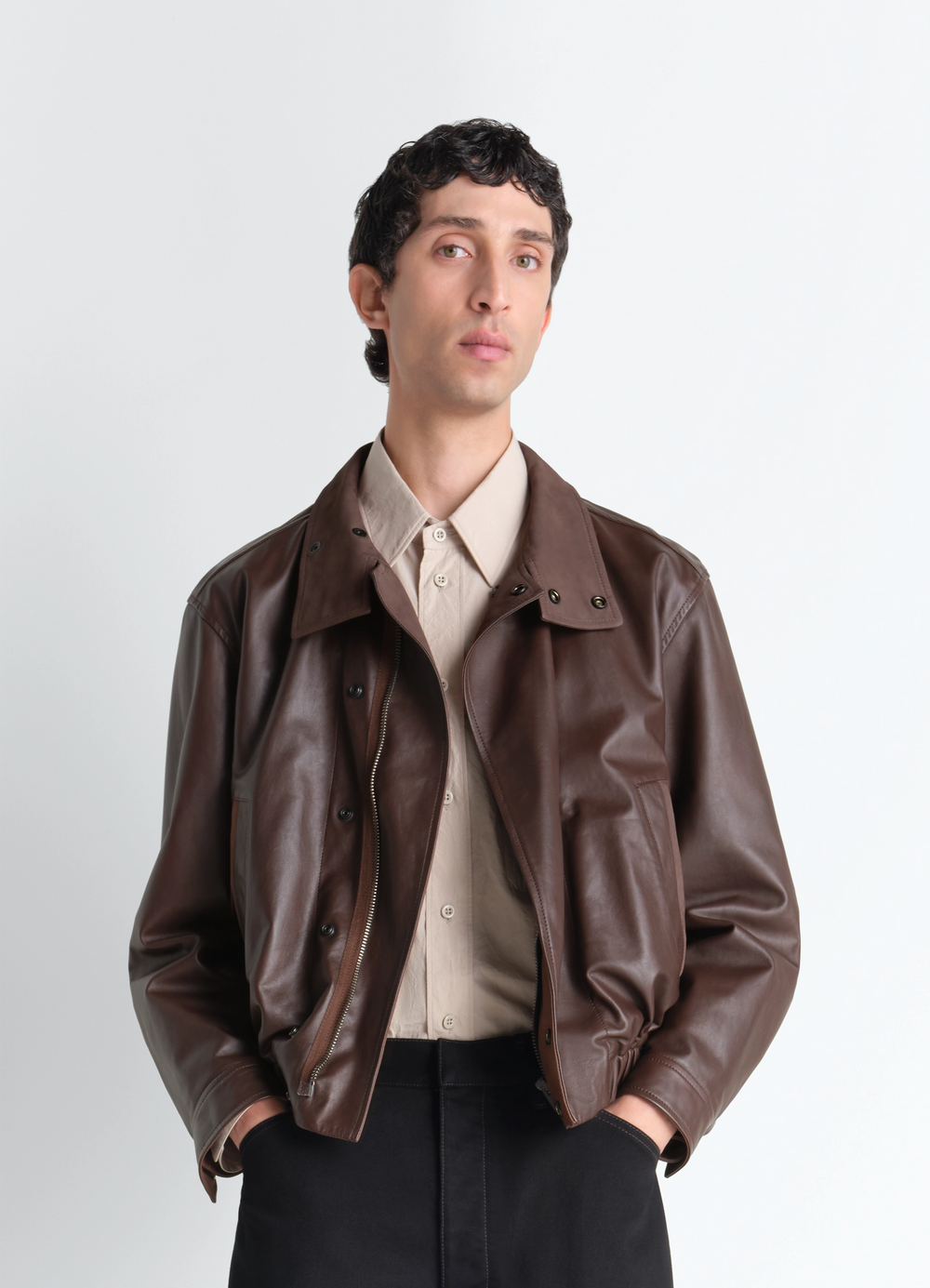 SOFT LEATHER BLOUSON IN PAPER COW LEATHER
