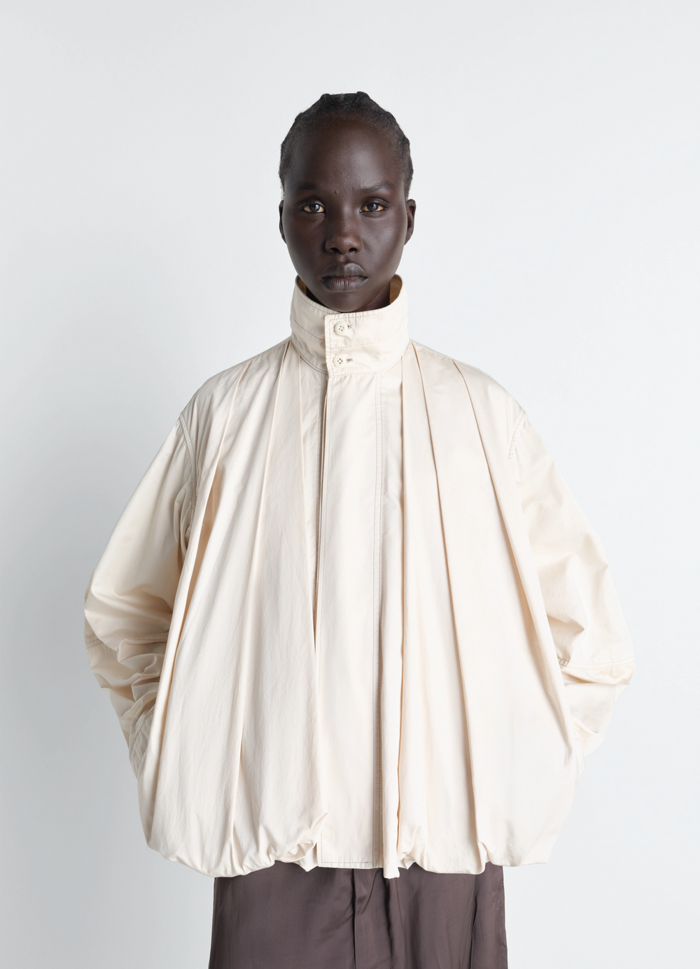 SOFT PLEATED BLOUSON IN LIGHT COTTON SATIN