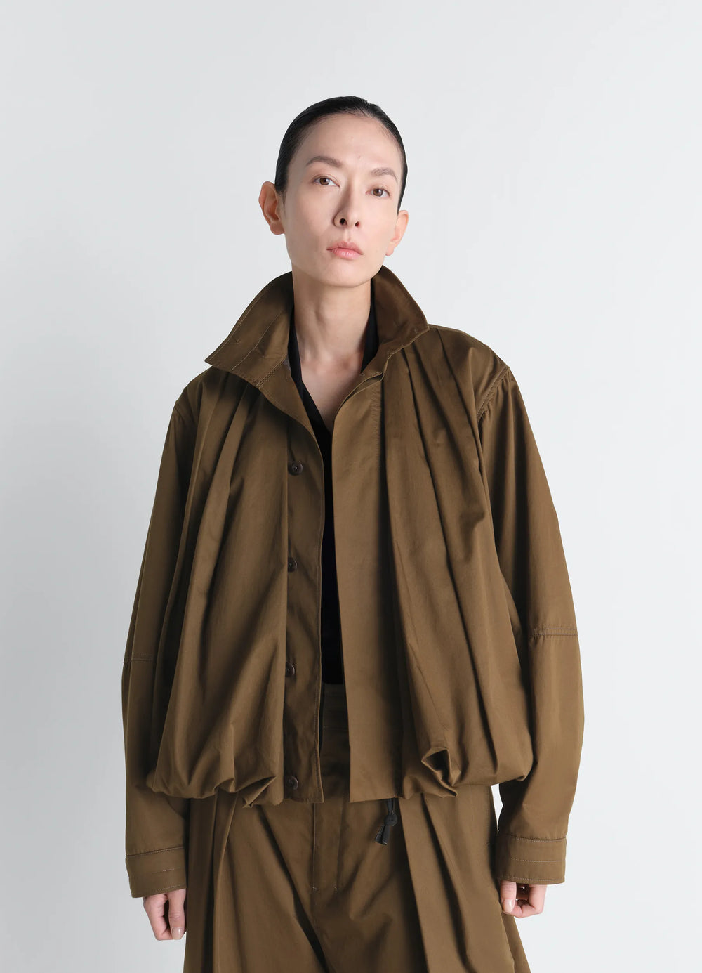 SOFT PLEATED BLOUSON IN LIGHT COTTON SATIN
